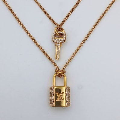 LOUIS VUITTON ルイ・ヴィトン LV パドロック ネックレス M01593 メタル ゴールド レディース【中古】