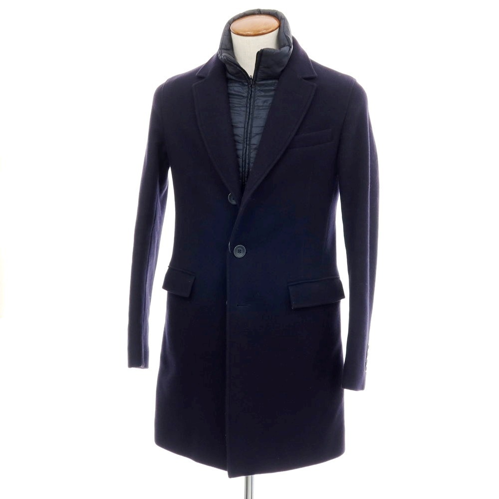 【中古】ヘルノ Herno チェスタープロテクター ウール チェスターフィールドコート ネイビー【サイズ46】【メンズ】