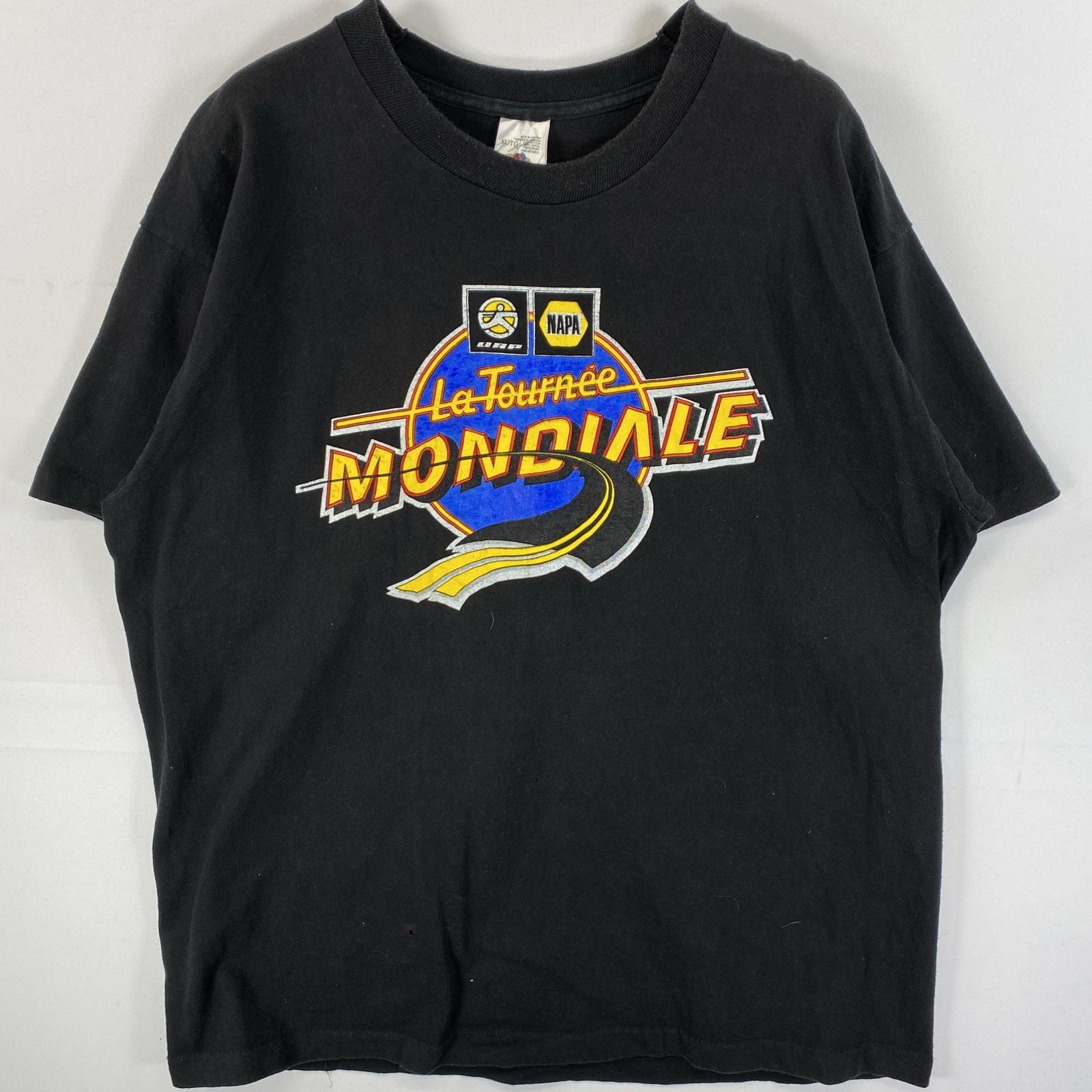 古着 90's/90年代 ヴィンテージ フルーツオブザルーム FRUIT OF THE LOOM 半袖Tシャツ ラバープリント ビックサイズ シングルステッチ XL  ブラック メンズ