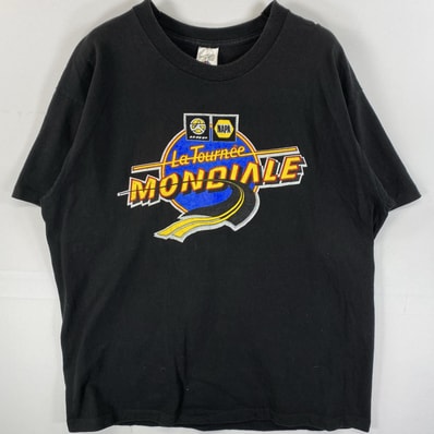 古着 90's/90年代 ヴィンテージ フルーツオブザルーム FRUIT OF THE LOOM 半袖Tシャツ ラバープリント ビックサイズ シングルステッチ XL ブラック メンズ