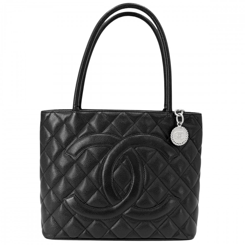 CHANEL シャネル ハンドバッグ マトラッセ 復刻トート トートバッグ ココマーク 肩掛け  キャビアスキン   ブラック 黒 シルバー金具 レディース【中古品】