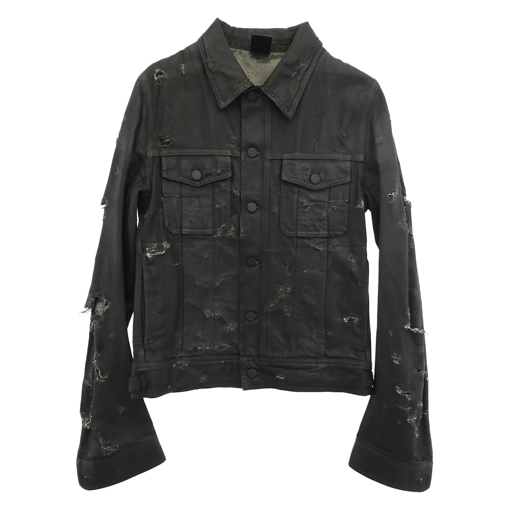 DIOR HOMME ディオールオム デニムジャケット 04SS 4EH1049686 エディ期 コーティング デストロイ デニム ジャケット ブラック系【中古】