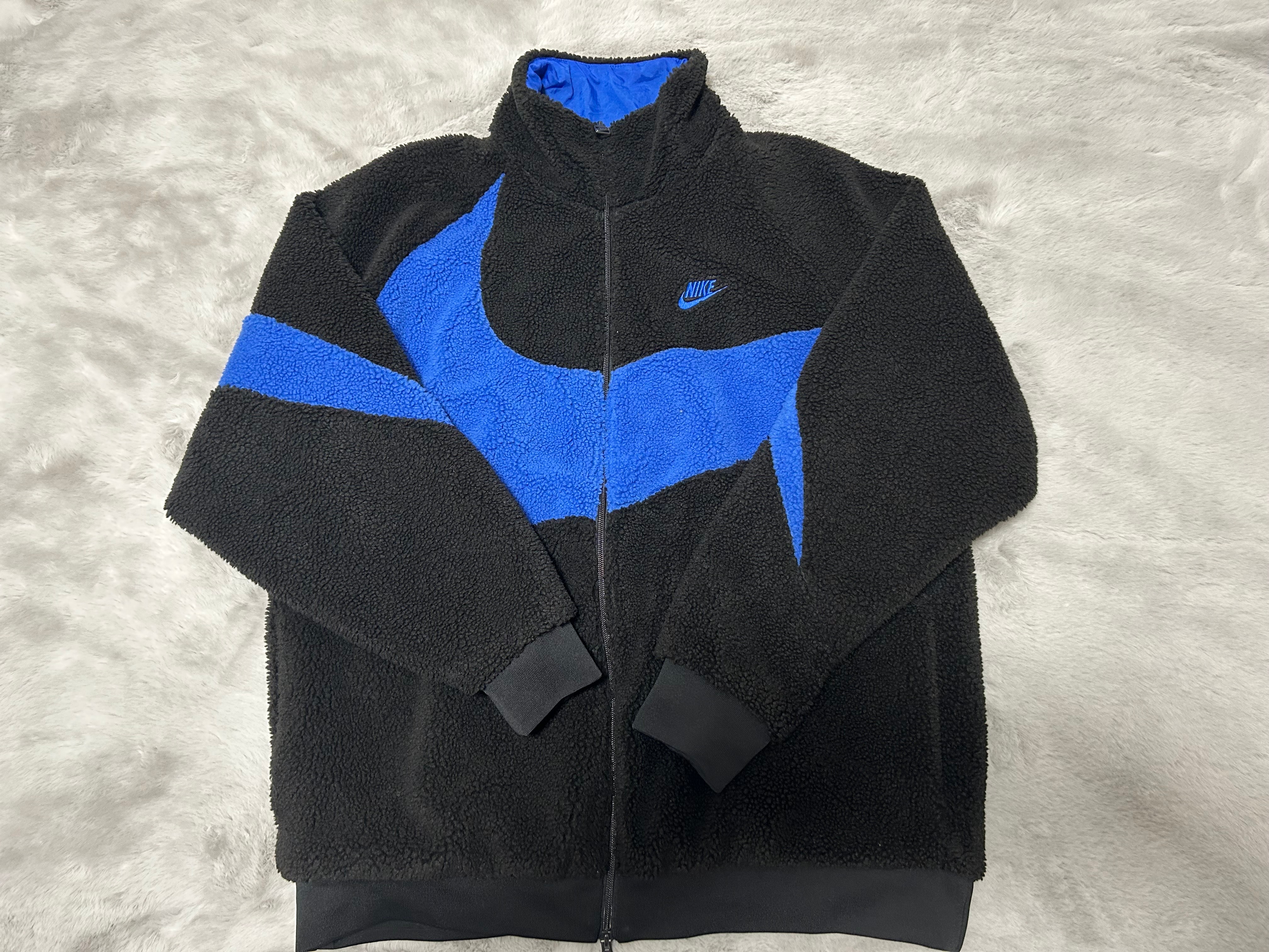Nike Big Swoosh Reversible Boa Jacket "Black Game Royal"