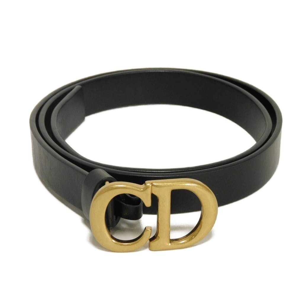 Dior ディオール セディオール 20MM 現行 75 スムース カーフ スリム ゴールド CDロゴ ブラック ベルト B0329UVWV_M900