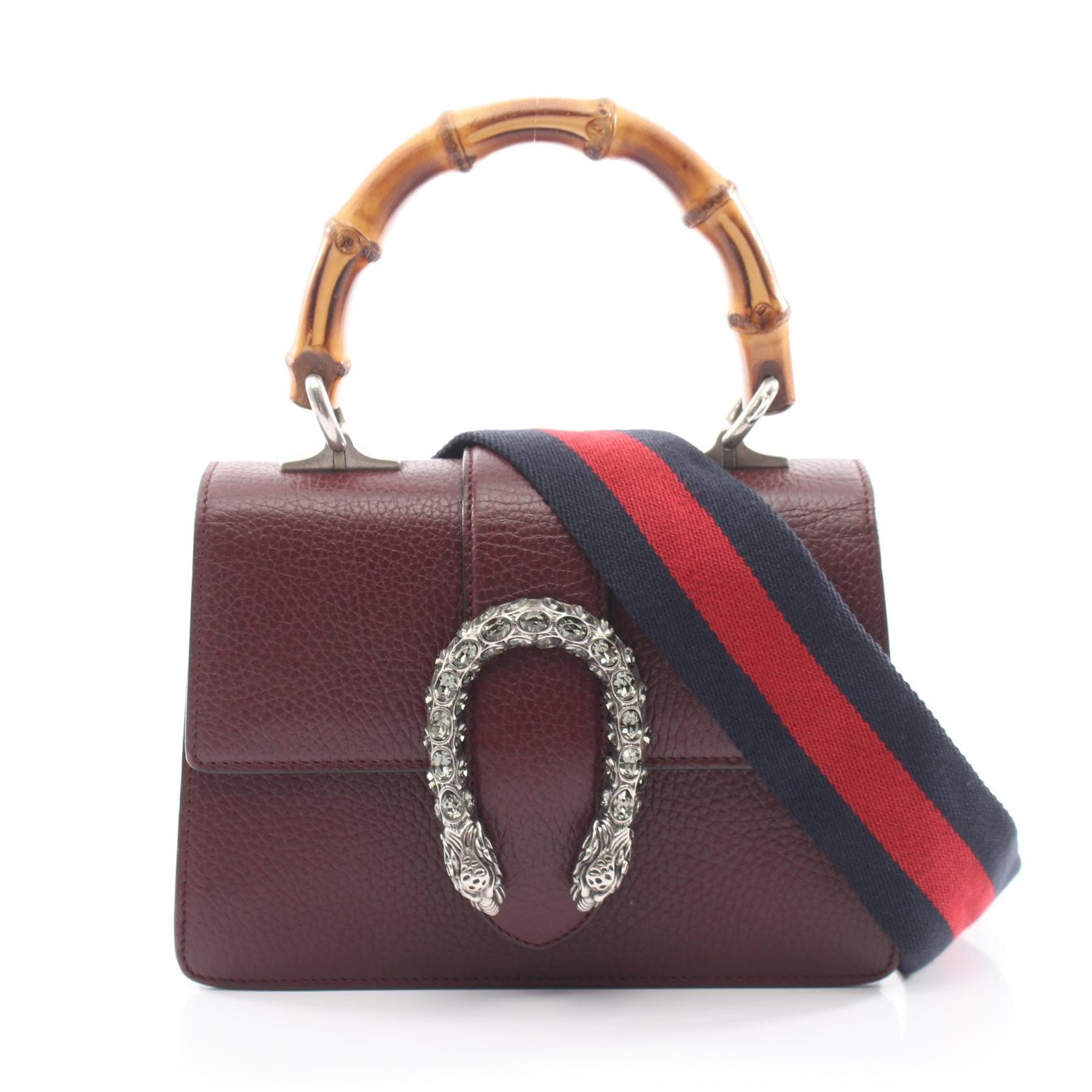 グッチ GUCCI ディオニュソス バンブー ラインストーン 2WAY ハンドバッグ バッグ レザー レディース ボルドー系 523367 【中古】