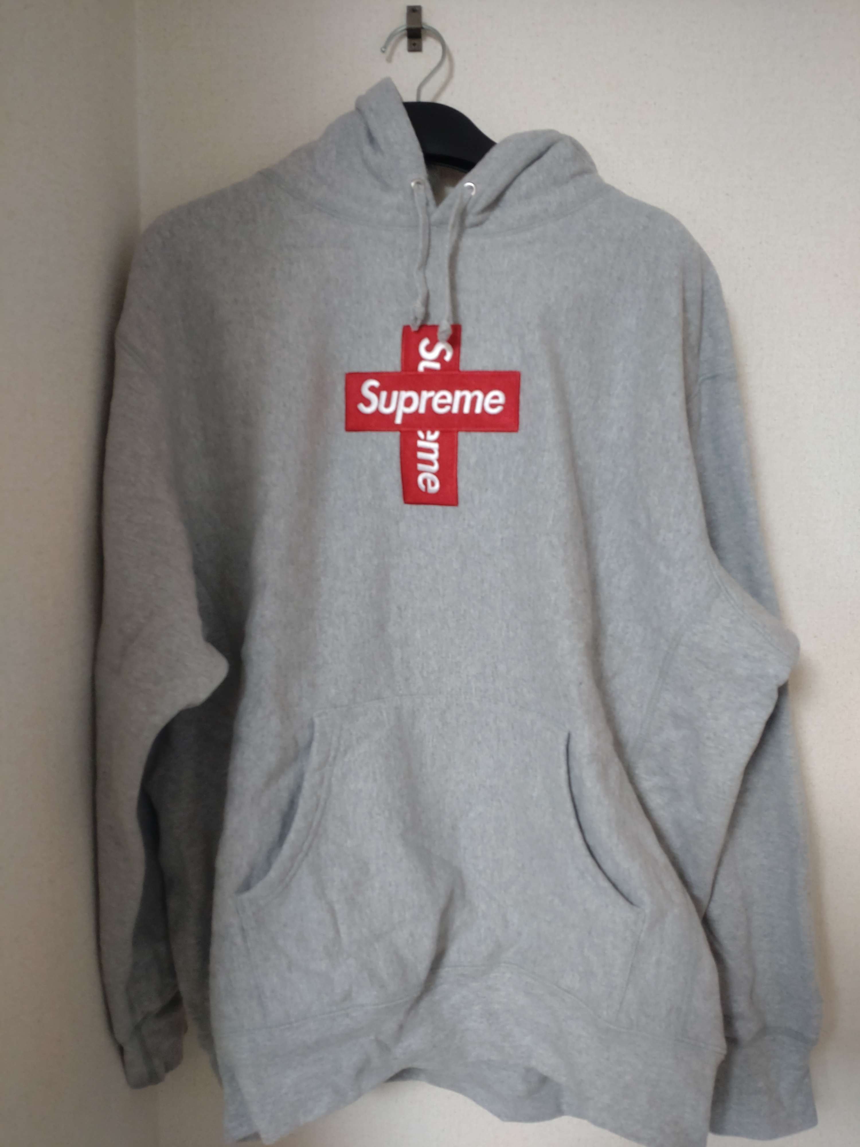 Supreme Cross Box Logo Hooded Sweatshirt "Grey"