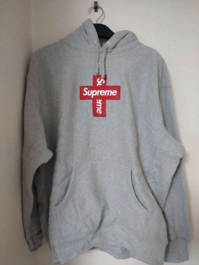 Supreme Cross Box Logo Hooded Sweatshirt "Grey"