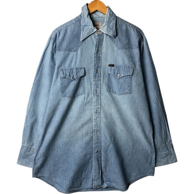 古着 70年代 リー Lee シャンブレー 長袖 ウエスタンシャツ カナダ製 メンズL相当 ヴィンテージ/eaa584724