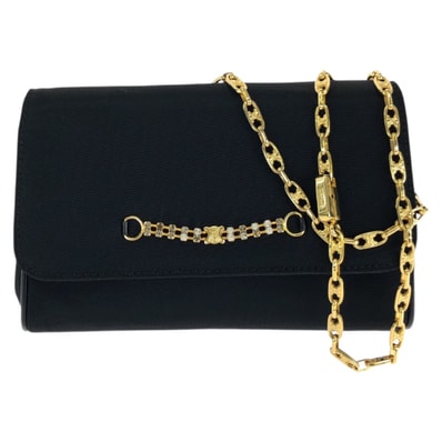 美品 CELINE セリーヌ ヴィンテージ トリオンフ ブラック 黒 ゴールド金具 キャンバス チェーンショルダーバッグ パーティーバッグ 602514 【中古】