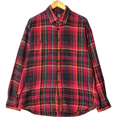 古着 90年代 ギャップ GAP オールドギャップ マドラスチェック 長袖 フランネルチェックシャツ メンズXL相当 ヴィンテージ/eaa550649