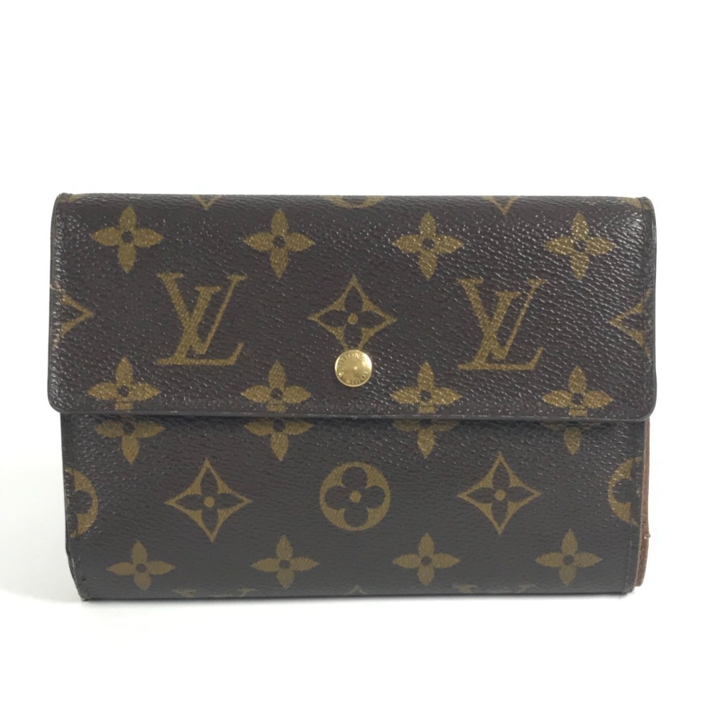 ルイヴィトン LOUIS VUITTON ポルトトレゾールエテュイパピエ M61202 モノグラム  長財布 フラップ 3つ折り財布 モノグラムキャンバス ブラウン