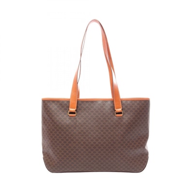 セリーヌ CELINE マカダム トートバッグ バッグ PVCコーティングキャンバス レザー レディース ブラウン系 【中古】