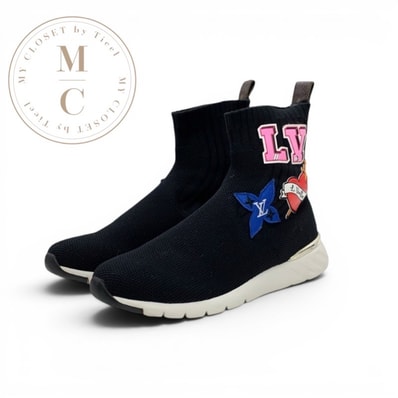 ルイヴィトン LOUIS VUITTON ブラックハートライン スニーカー 靴 シューズ ブラック ソックススニーカー ワッペン ニット
