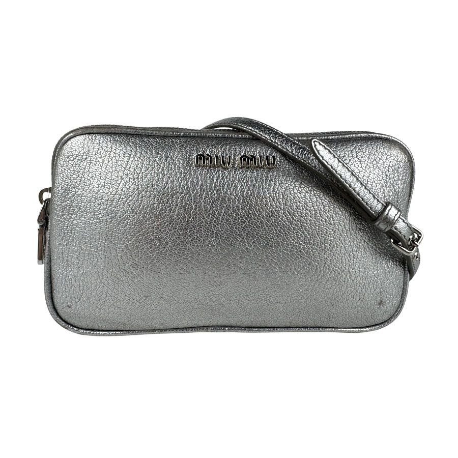 ミュウミュウ MIUMIU ショルダーバッグ レザー シルバー シルバー レディース【中古】 z6352