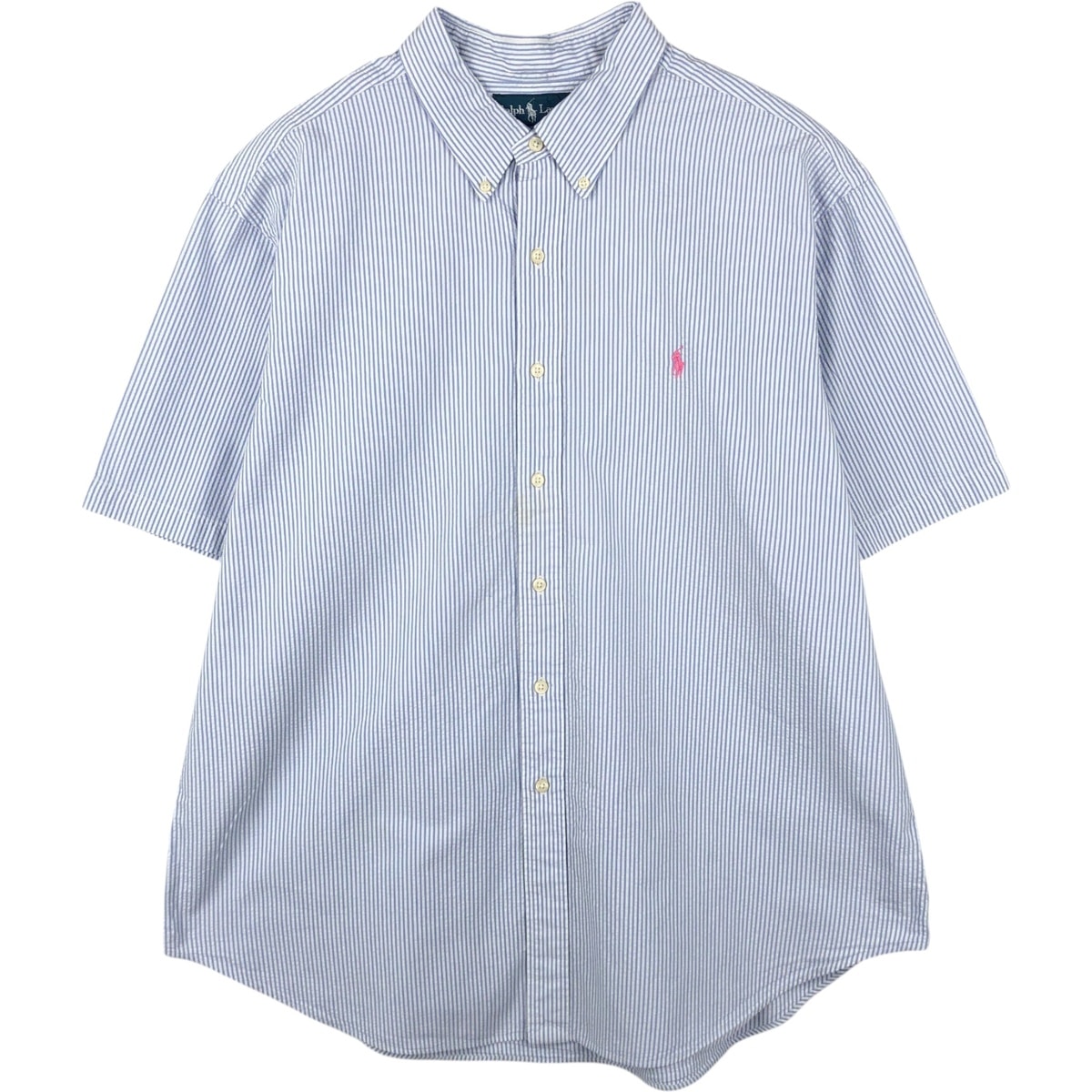 古着 ラルフローレン Ralph Lauren CLASSIC FIT クラシックフィット 半袖 ボタンダウン ストライプシャツ メンズXXL相当/eaa660137