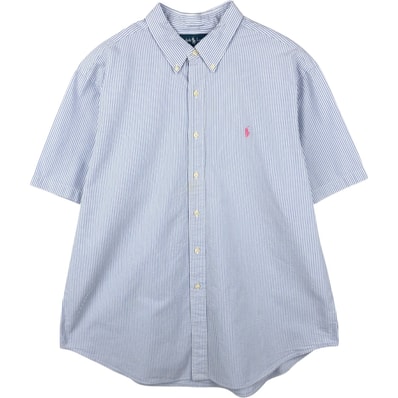 古着 ラルフローレン Ralph Lauren CLASSIC FIT クラシックフィット 半袖 ボタンダウン ストライプシャツ メンズXXL相当/eaa660137