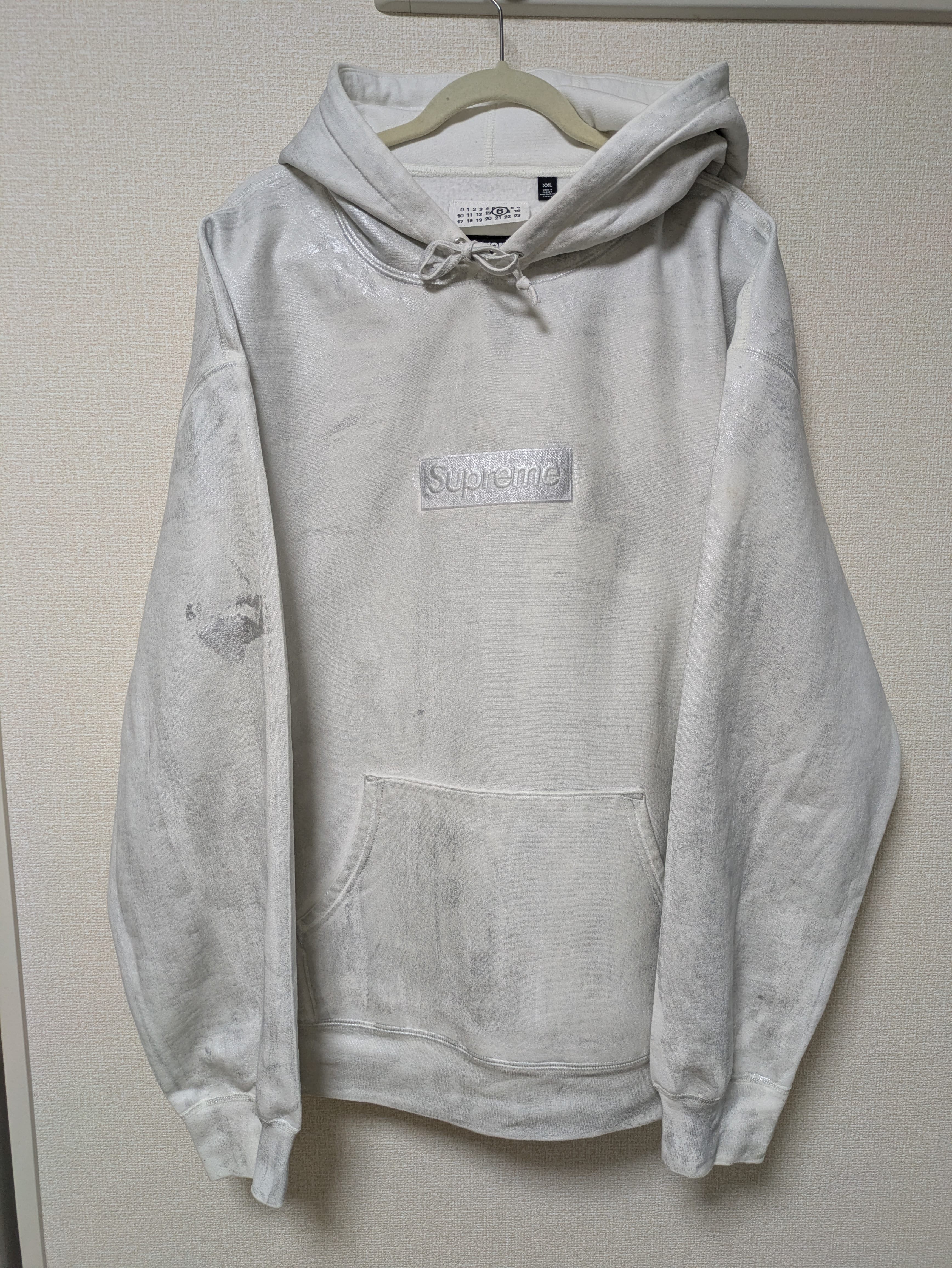 Supreme x MM6 Maison Margiela Foil Box Logo Hooded Sweatshirt "White"