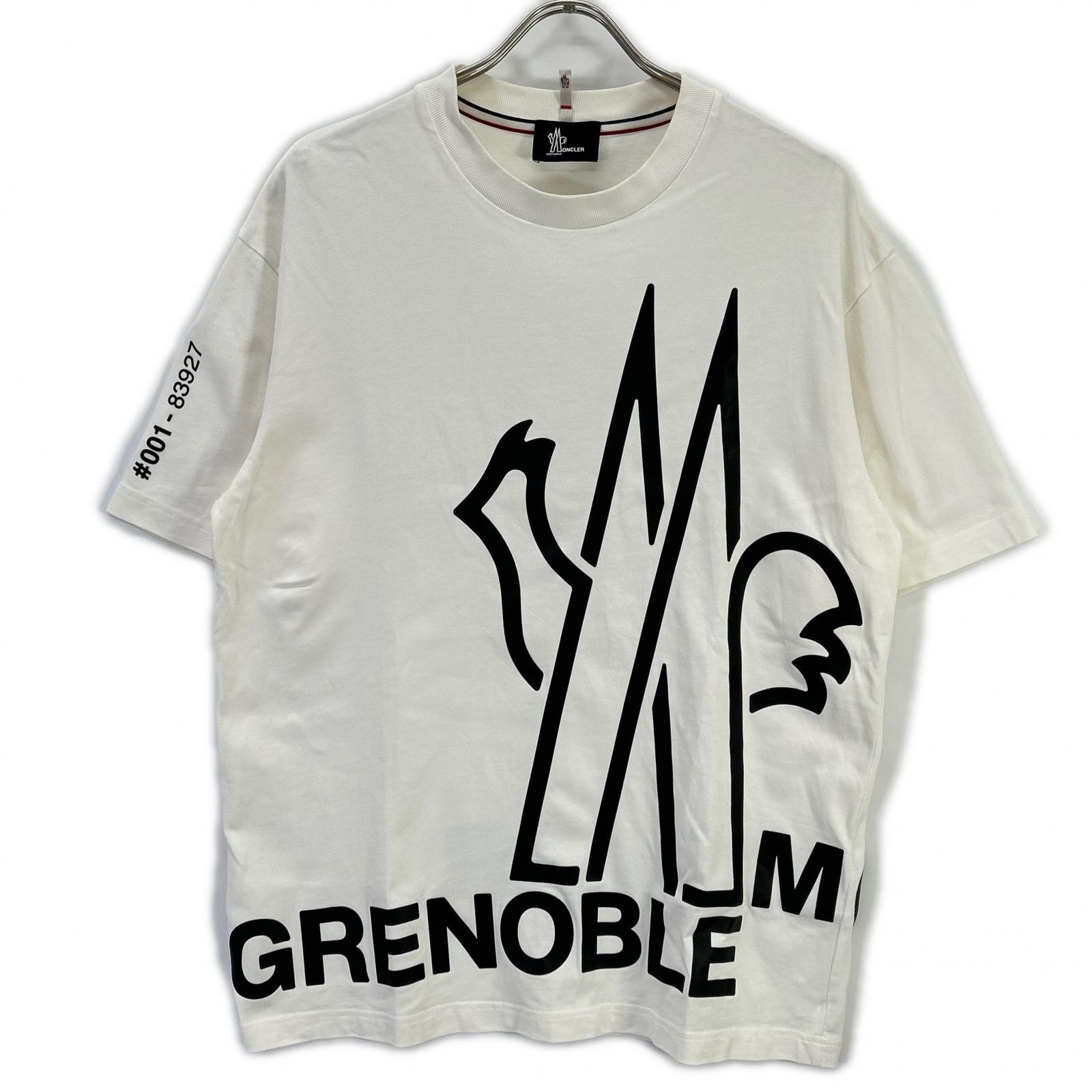 モンクレール 【GRENOBLE】23年製 ホワイト T-SHIRT MANICA CORTA ロゴプリントTシャツ L