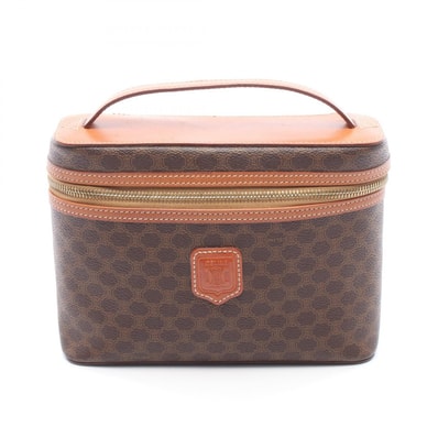 セリーヌ CELINE マカダム ハンドバッグ バッグ PVCコーティングキャンバス レザー レディース ブラウン系 【中古】