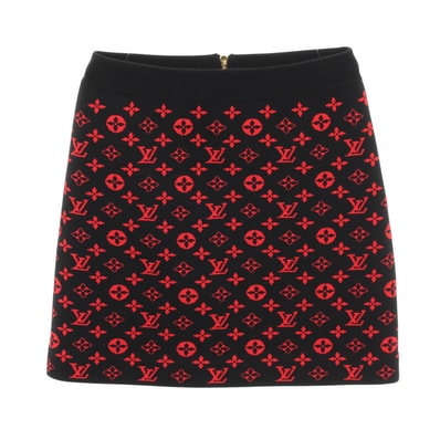 ルイ・ヴィトン LOUIS VUITTON モノグラム ニット スカート 衣料品 ボトムス ウール コットン レッド レディース ブラック系 / レッド系 RW202W XZS FJKZ03 【中古】