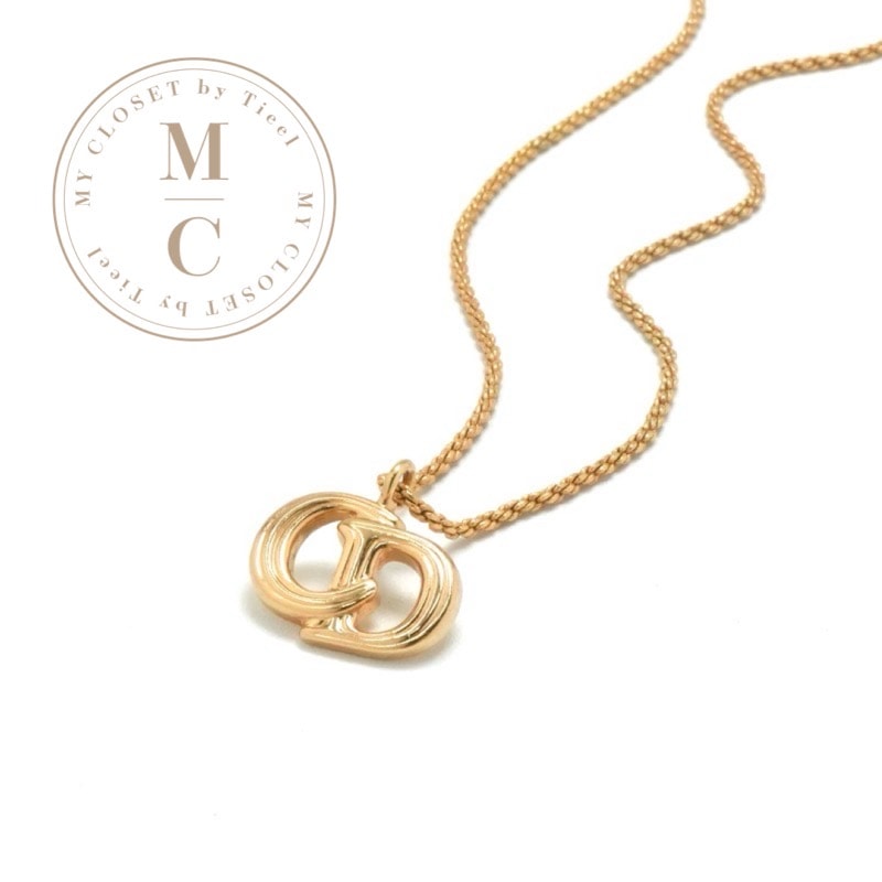 クリスチャンディオール CHRISTIAN DIOR ネックレス ペンダント チョーカー ロゴ CD ヴィンテージ ゴールド