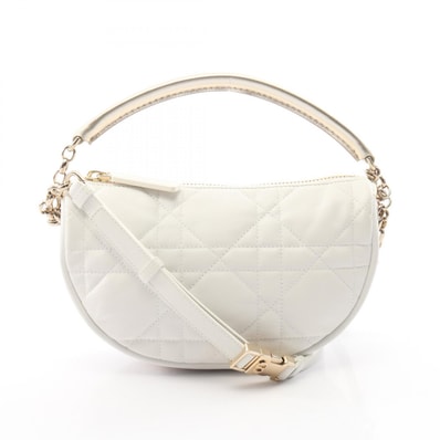 ディオール Dior VIBE ホーボー カナージュ 2WAY ショルダーバッグ バッグ レザー レディース ホワイト系 / ゴールド系 【中古】