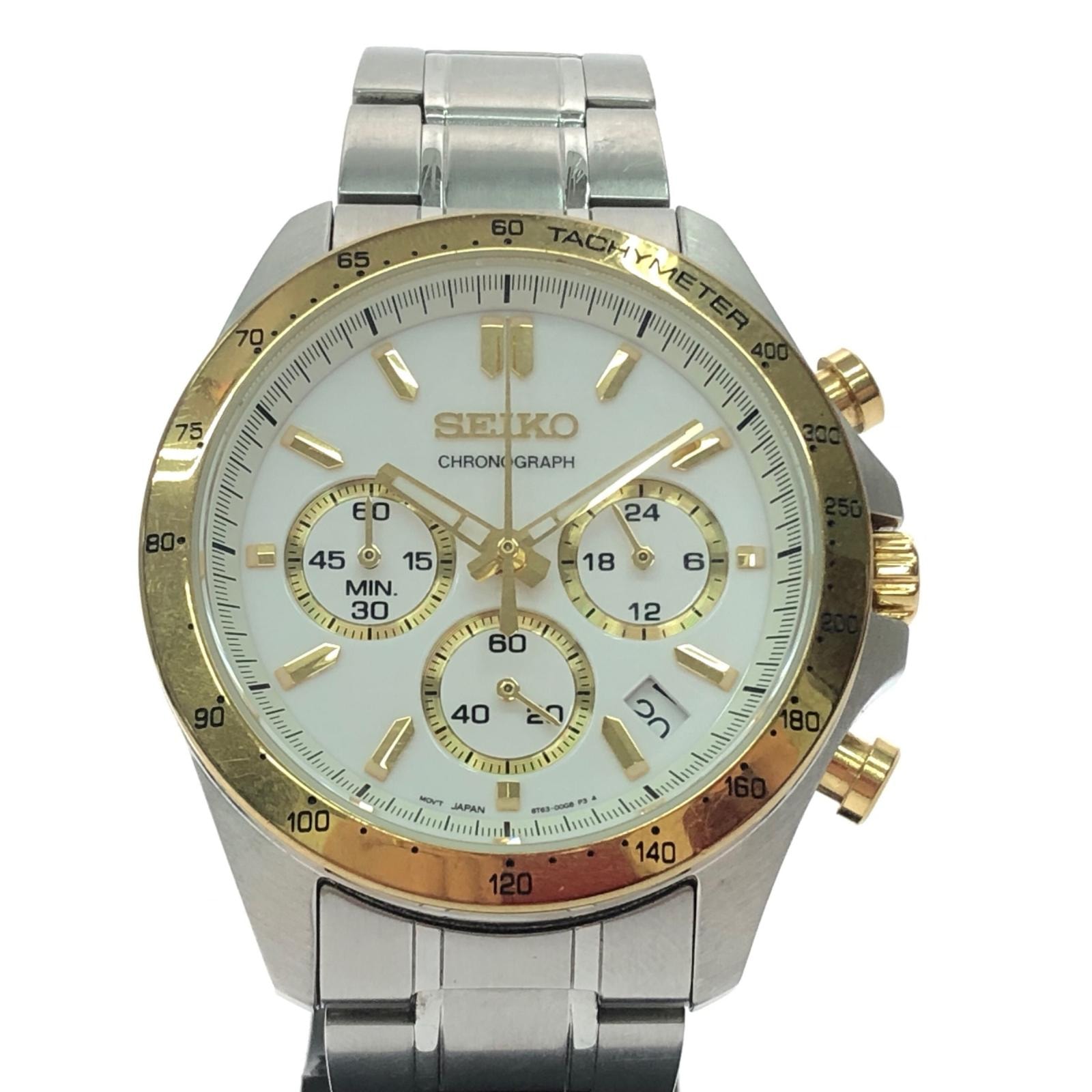 SEIKO セイコー メンズ腕時計 クオーツ クロノグラフ ステンレススチール 8T63-00D0