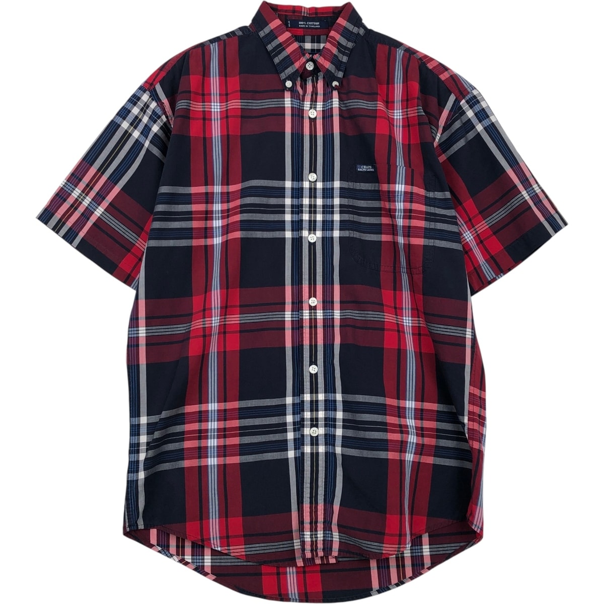 古着 ラルフローレン Ralph Lauren CHAPS チャップス マドラスチェック 半袖 ボタンダウン チェックシャツ メンズL相当/eaa639482