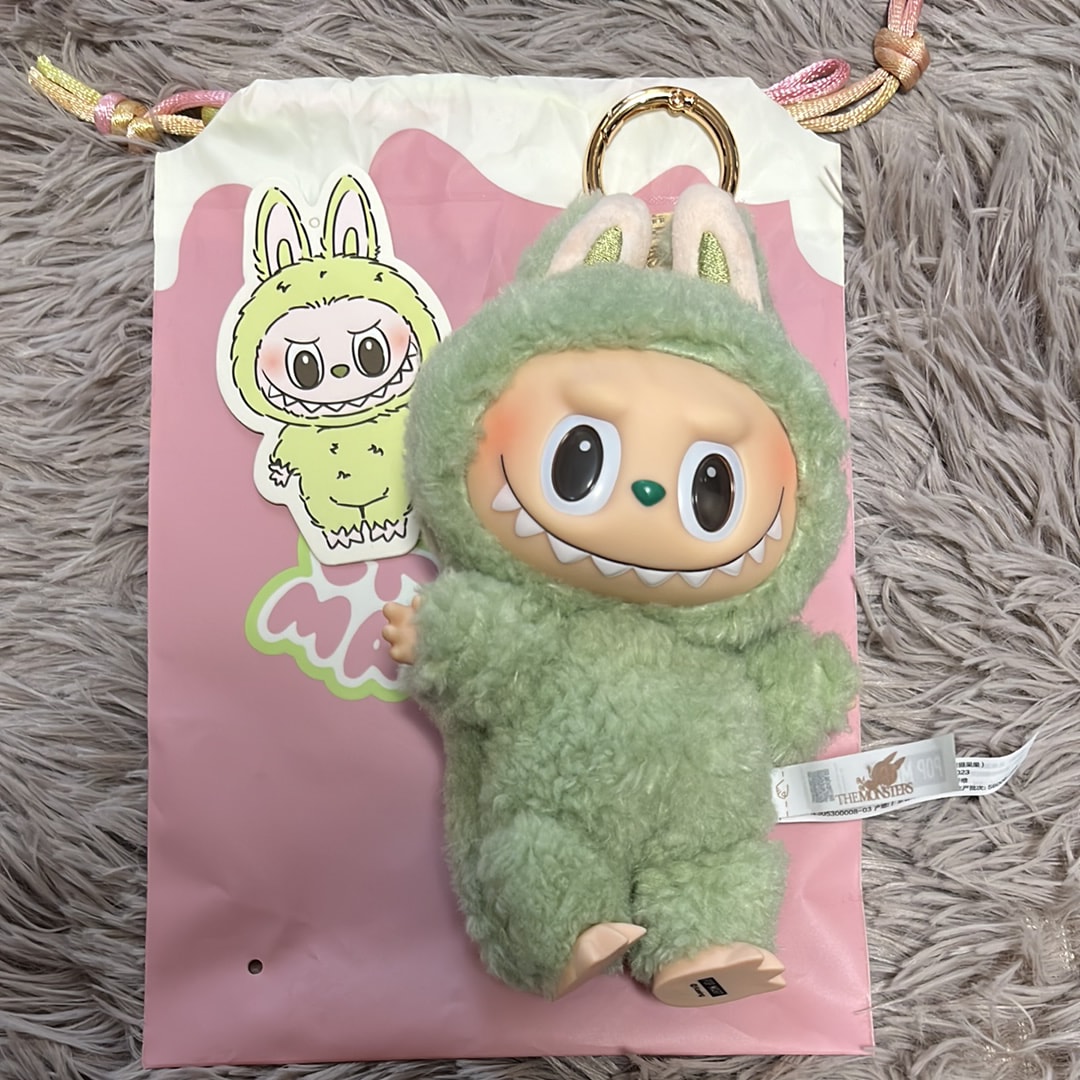 POP MART THE MONSTERS (LABUBU) Exciting Macaron Plush Series GREEN GRAPE