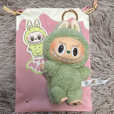 POP MART THE MONSTERS (LABUBU) Exciting Macaron Plush Series GREEN GRAPE