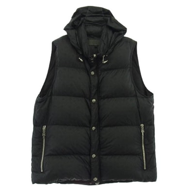 CHROME HEARTS クロムハーツ(原本無) ベスト 国内正規品 STIFF VEST スティッフ CHプラス総柄 クロスボール ナイロン ダウンベスト ブラック系 XL【中古】