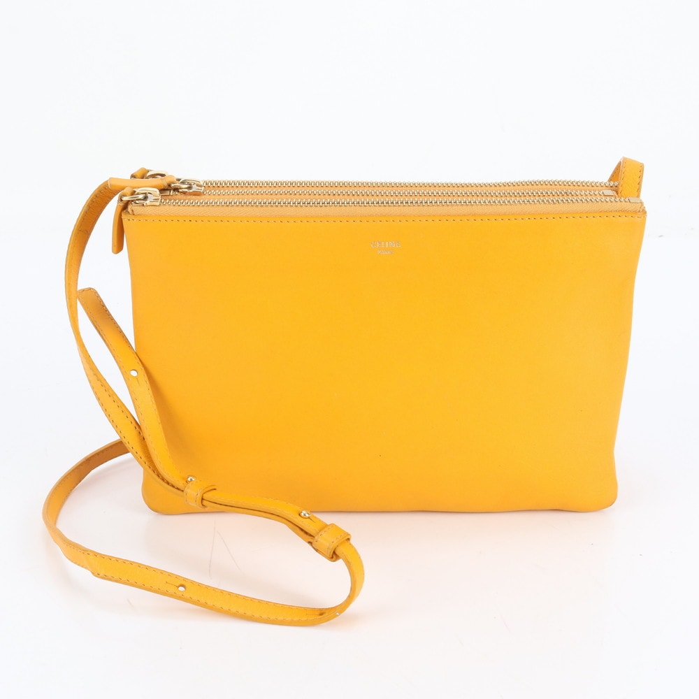 ■極美品 セリーヌトリオ クロスボディ イエローショルダーバッグ