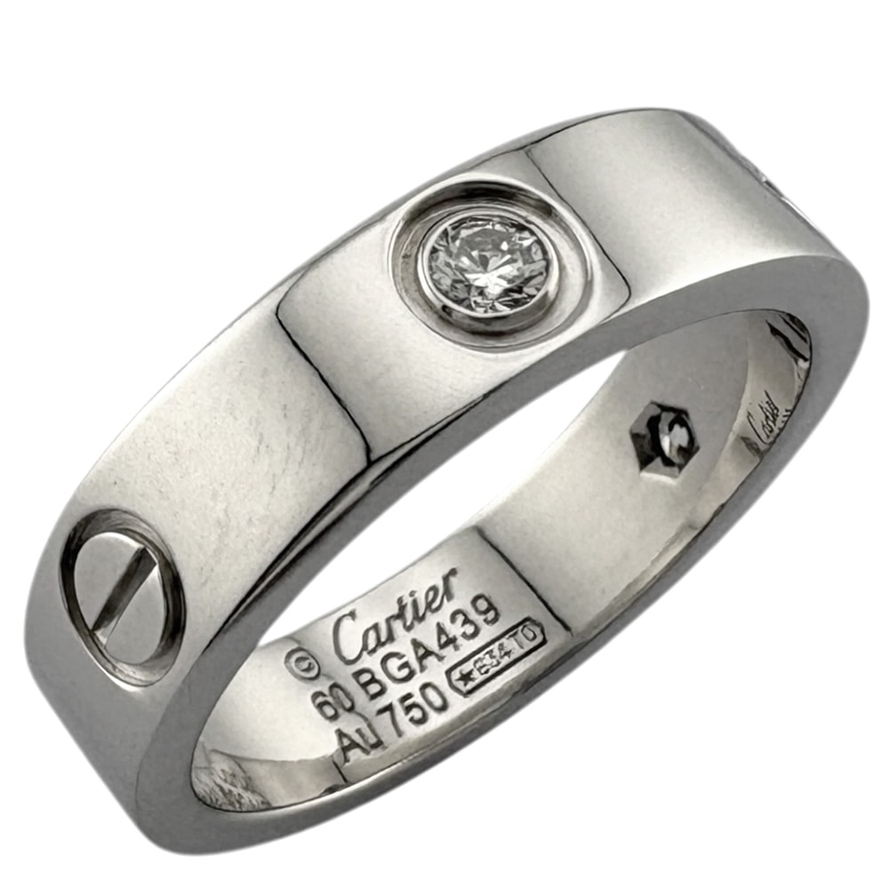 カルティエ ラブ ハーフダイヤ リング 指輪 19.5号 18金 K18ホワイトゴールド ダイヤモンド ユニセックス CARTIER 中古