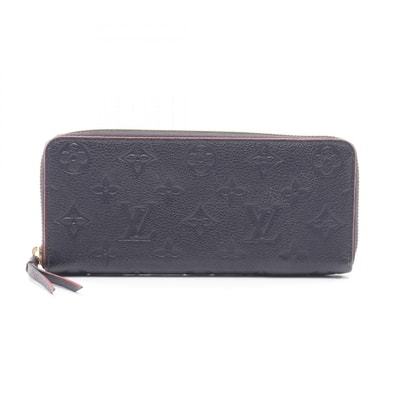 ルイ・ヴィトン LOUIS VUITTON ポルトフォイユ クレマンス モノグラムアンプラント マリーヌルージュ ラウンド長財布 財布 レザー レディース ネイビー系 M69415 【中古】