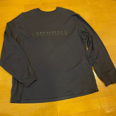 FEAR OF GOD ESSENTIALS / SSENSE 3D Silicon Applique Boxy Long Sleeve T-Shirt "Dark Navy"