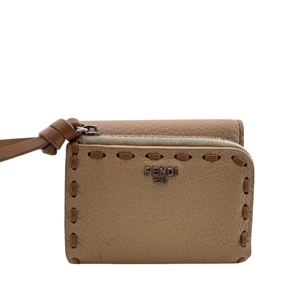 フェンディ FENDI 三つ折り財布 セレリア ピーカブー マイクロ トップステッチ 8M0499 ピンク