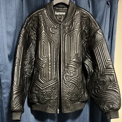 Supreme Mister Cartoon Embroidered Leather Jacket Supreme Mister Cartoon Embroidered Leather Jacket