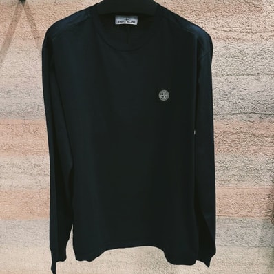 Stone Island Garment Dyed Long Sleeve T-Shirt "Black"