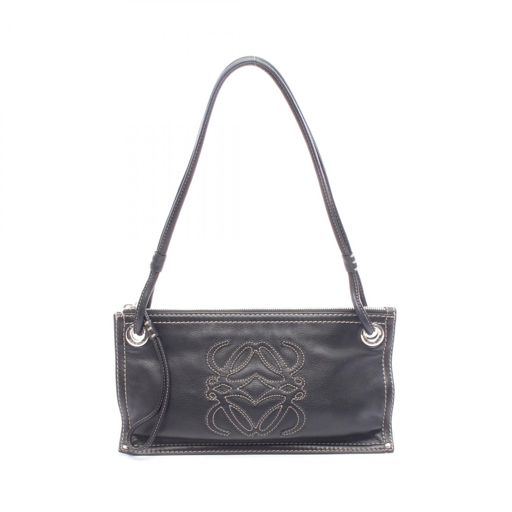 ロエベ LOEWE アナグラム ショルダーバッグ バッグ レザー レディース ブラック系 【中古】