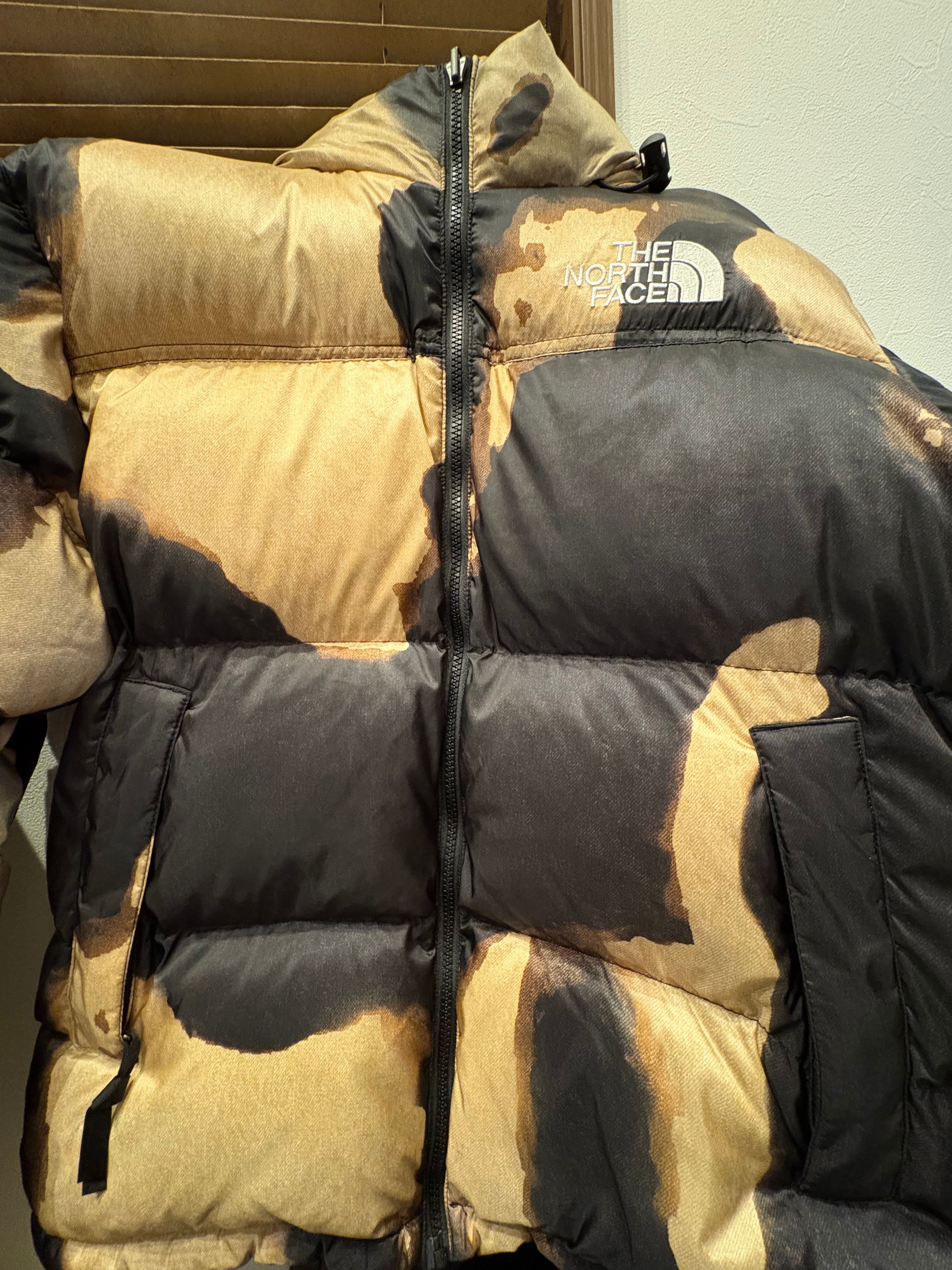 Supreme x The North Face Bleached Denim Print Nuptse Jacket "Black"