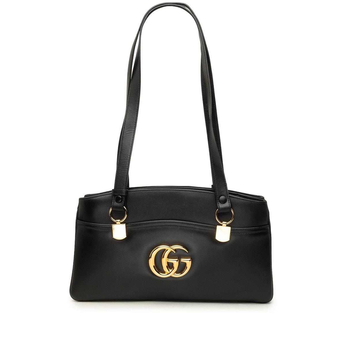 グッチ GGマーモント アリー トートバッグ ショルダーバッグ 550130 ブラック ゴールド レザー レディース GUCCI 中古