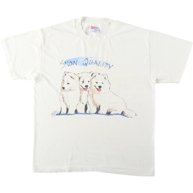 古着 90年代 ヘインズ Hanes HEAVYWEIGHT 50/50 犬柄 アニマルTシャツ USA製 メンズL相当 ヴィンテージ/eaa646526