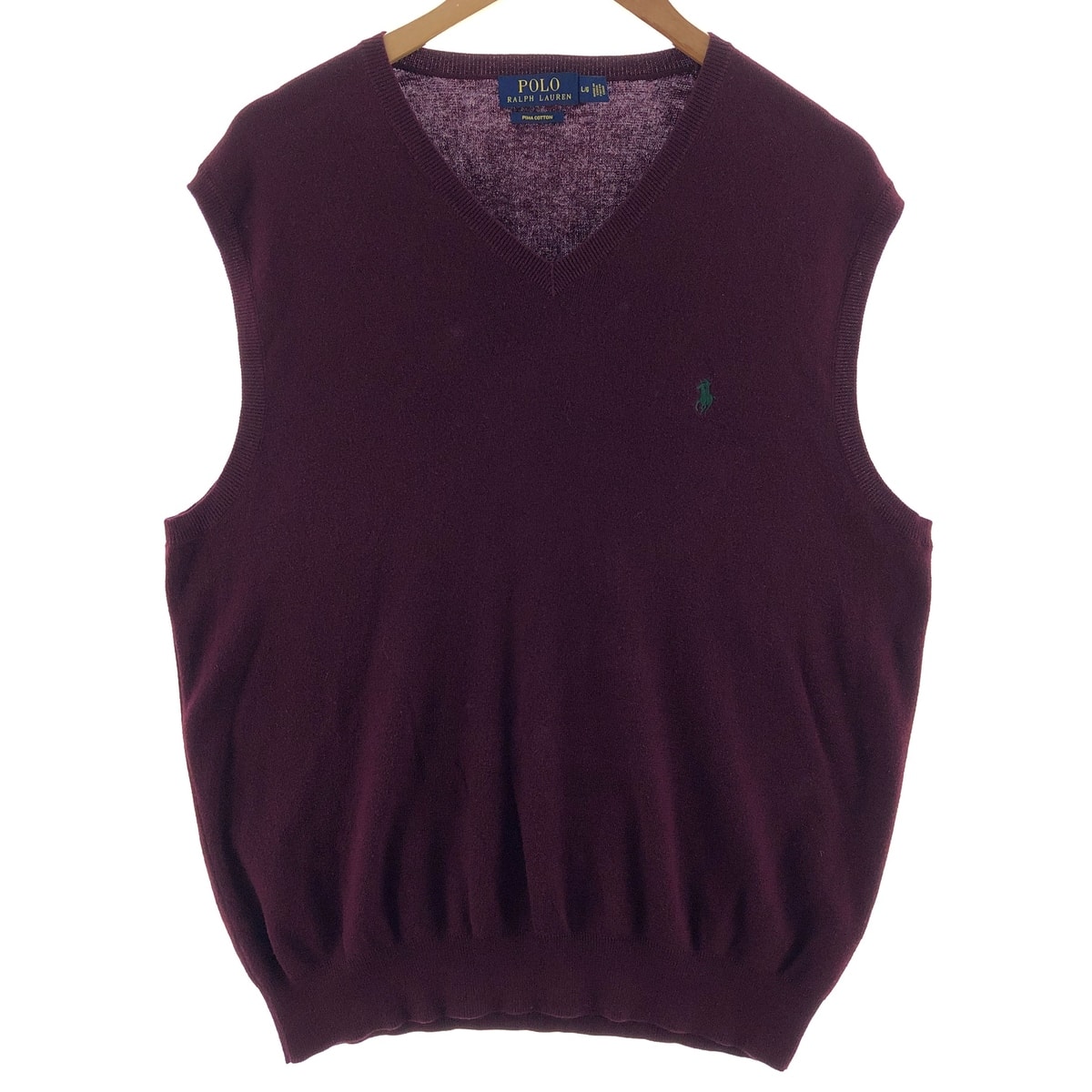 古着 ラルフローレン Ralph Lauren POLO RALPH LAUREN Vネック ピマコットンニットベスト メンズL相当/eaa381037