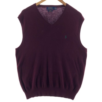 古着 ラルフローレン Ralph Lauren POLO RALPH LAUREN Vネック ピマコットンニットベスト メンズL相当/eaa381037