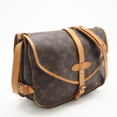 LOUIS VUITTON ルイ・ヴィトン モノグラム ソミュール30 M95227 ショルダーバッグ ブラウン コーティングキャンバス レザー レディース