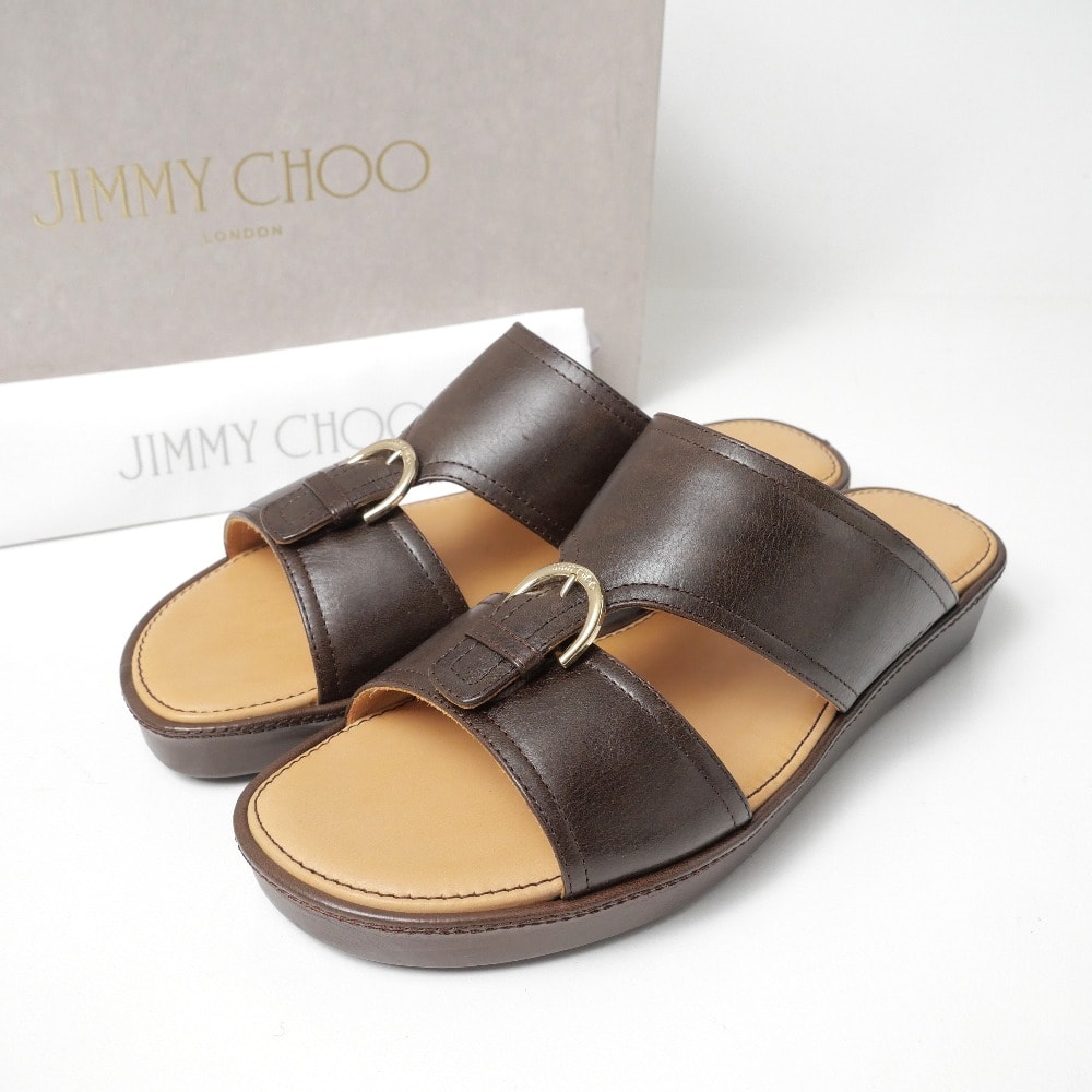■美品■2022SS■JIMMY CHOO ジミーチュウ JORN ヨーン サンダル サイズ41 スライドサンダル バケッタレザー ブランド古着【中古】20260526/RA9516