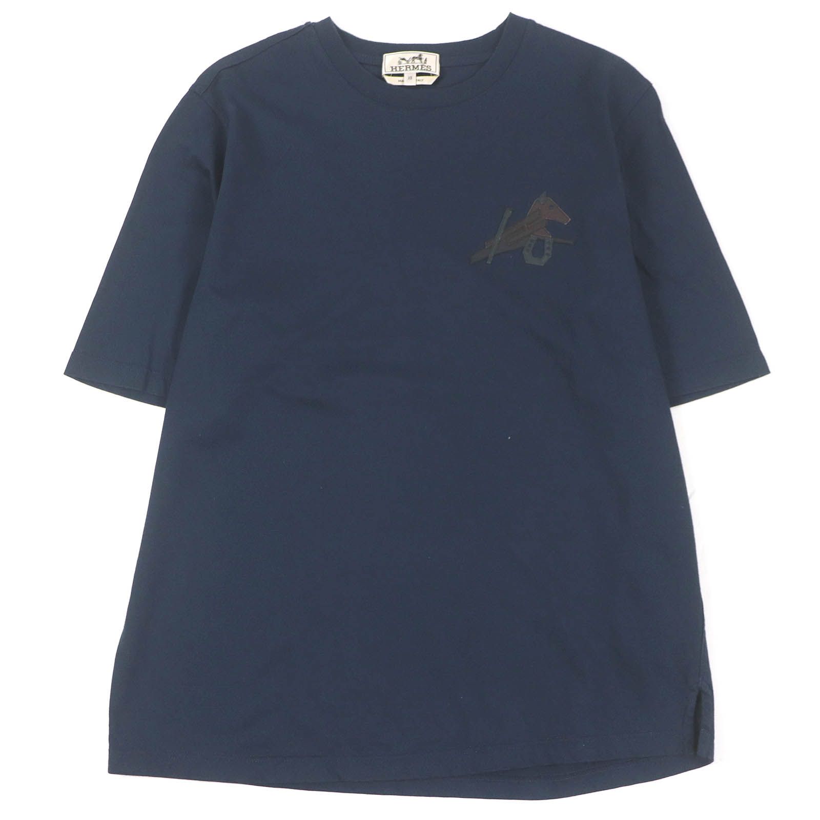 エルメス
 半袖Ｔシャツ パズル・エスケトル ネイビー メンズ XS