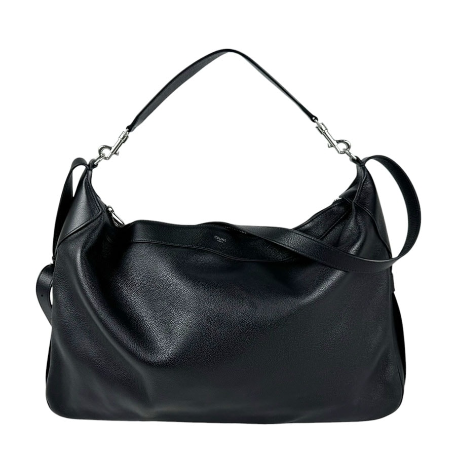 セリーヌ CELINE ショルダーバッグ ハンドバッグ ラージ ストラップ ロミー レザー ブラック レディース【中古】 z11287