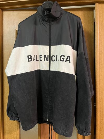 BALENCIAGA Logo Nylon Denim Track Jacket "Black"