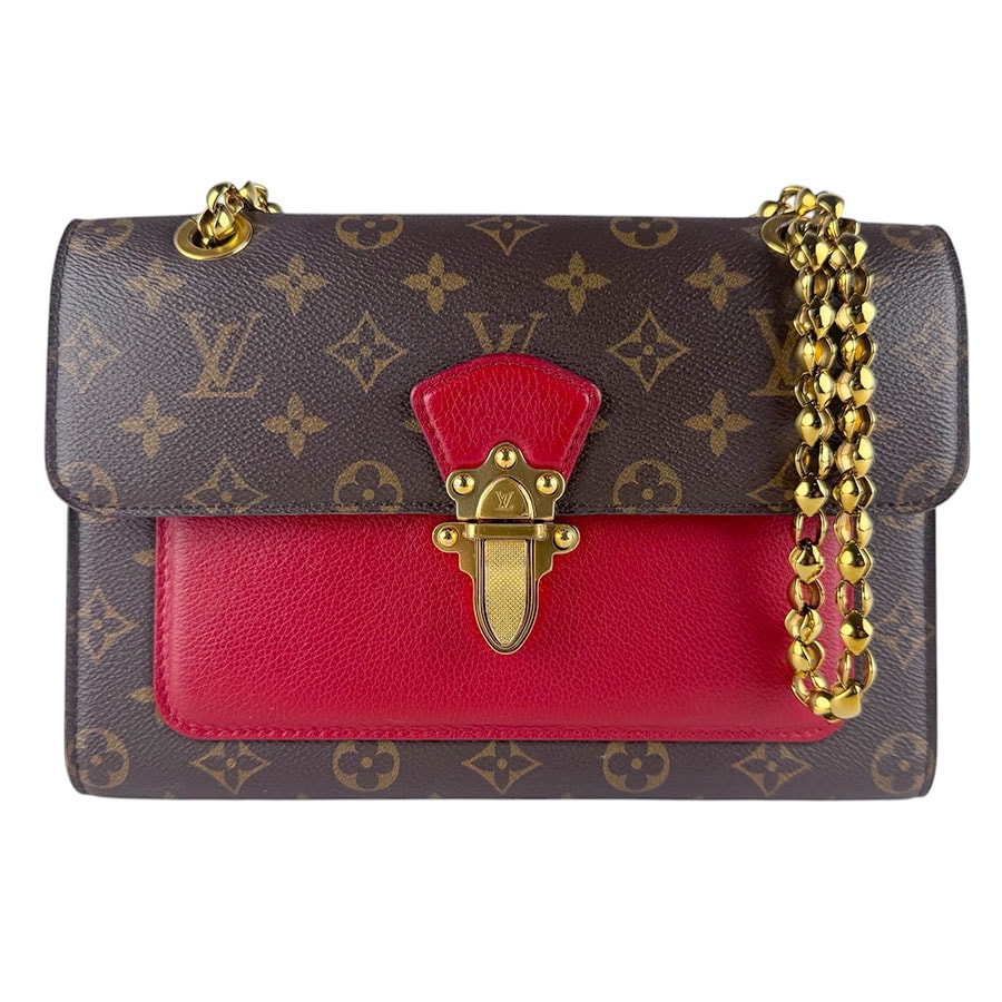 ルイ ヴィトン LOUIS VUITTON ショルダーバッグ モノグラム ヴィクトワール モノグラムキャンバス/レザー ブラウン/レッド ゴールド レディース M41731【中古】 z9245